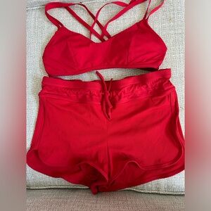 Athleta Strappy Bikini Top and Swim Shorts Bottom (S) Set